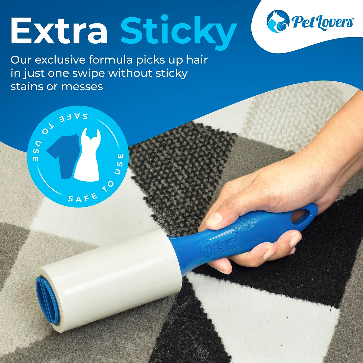 PetLovers Extra Sticky Lint Roller Mega Value Set 450 Sheets for Pet Hair Removal and Clothes, Dog and Cat Lint Remover 5 Pack