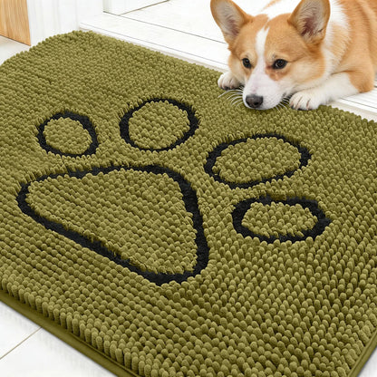 OLANLY Dog Door Mat for Muddy Paws 30x20, Super Absorbent Chenille Mud Mat