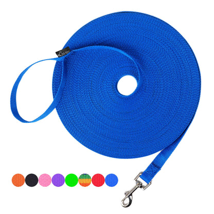 Hi Kiss Dog/Puppy Obedience Recall Training Agility Lead - 15ft 20ft 30ft 50ft 100ft Leash Great for Training, Play, Camping, or Backyard Black