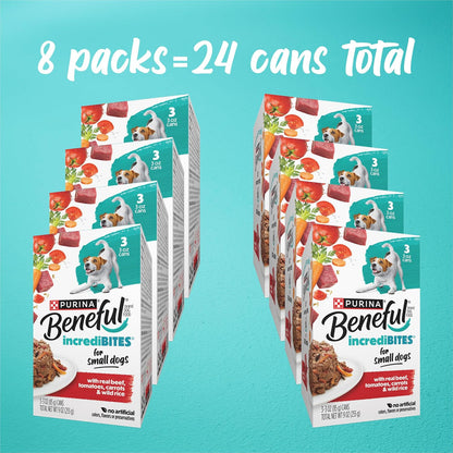 Purina Beneful IncrediBites Small Wet Dog Food in Gravy, Beef, (24) 3 oz