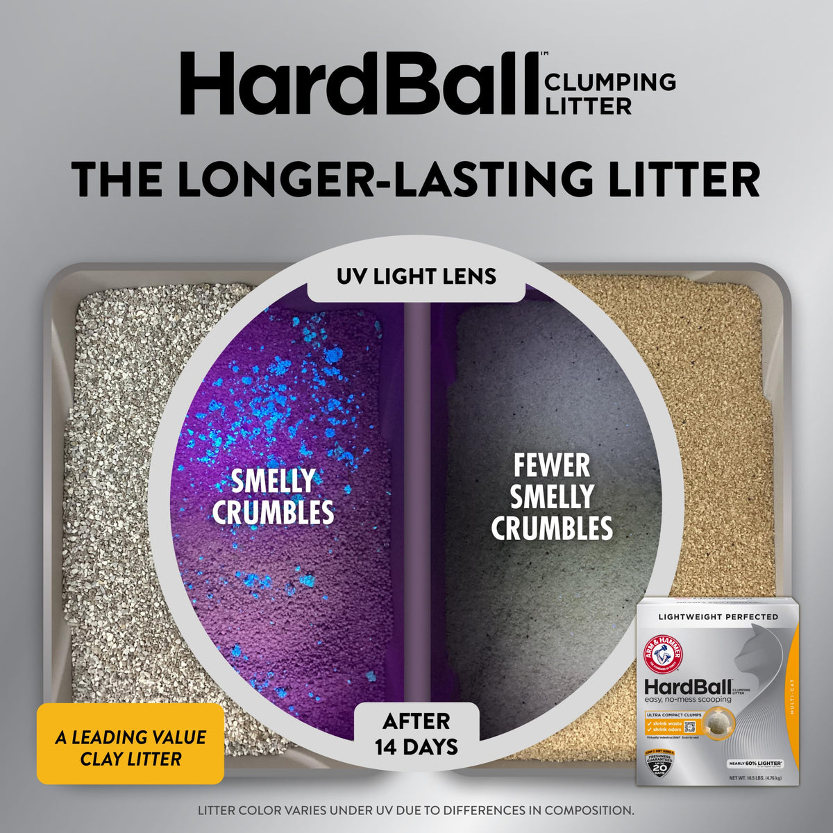 ARM & HAMMER Hardball Lightweight Easy No-Mess Scooping Garden Bloom Scent Platinum Multi-Cat Clumping Litter, 17lbs (2 Packs of 8.5lbs)