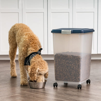 IRIS USA Dog Food Storage Container, Up to 10 lbs, Clear/Gray, Made in USA