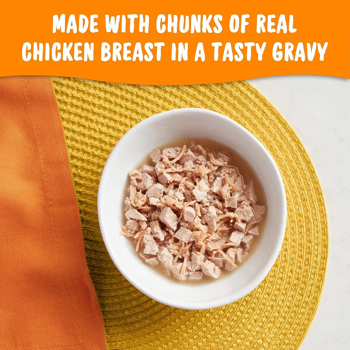 Meow Mix Chunks in Gravy, Wet Cat Food with Real Chicken Breast, 12 Cups