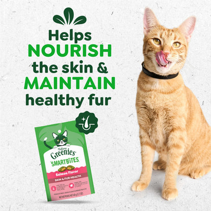 Greenies Feline Smartbites Skin & Fur Health Cat Treats, Salmon, 4.6 oz