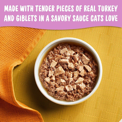 Meow Mix Tenders in Sauce, Wet Food with Real Turkey & Giblets, 12 Cups