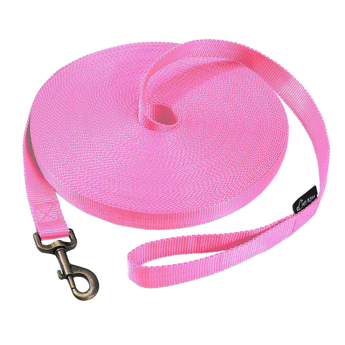 Hi Kiss Dog/Puppy Obedience Recall Training Agility Lead - 15ft 20ft 30ft 50ft 100ft Leash Great for Training, Play, Camping, or Backyard Black
