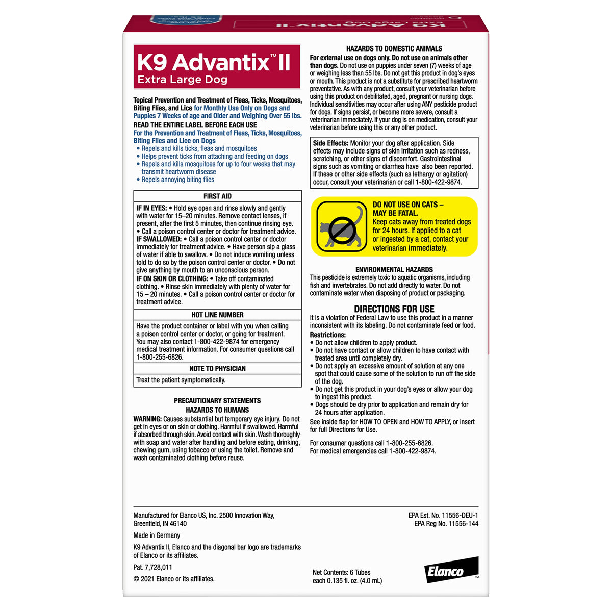 K9 Advantix II Flea & Tick Topical for Extra Large Dogs Over 55 lbs., 6ct