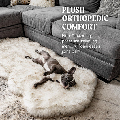 PAW BRANDS PupRug Orthopedic Memory Foam Dog Bed, White/Brown, 50x30
