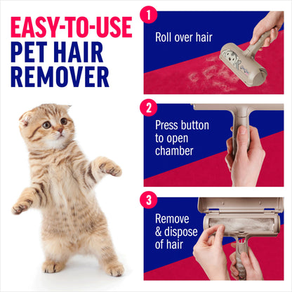 ChomChom Roller Pet Hair Remover – Original Size Reusable Lint Roller for Cat & Dog Hair on Furniture, Couch, Carpet, Car, Rugs & Bedding – Portable, Eco-Friendly (White)