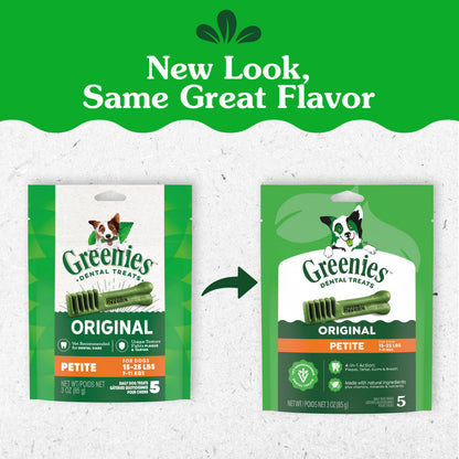 Greenies Petite Natural Dental Dog Treats, Original Flavor, 30 Count