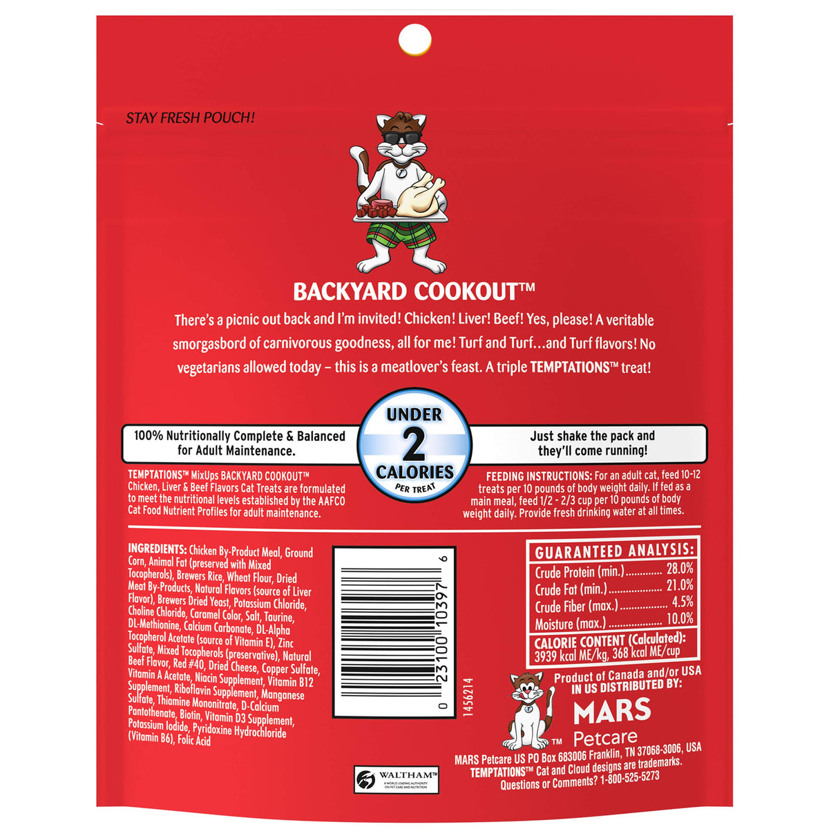 Temptations MixUps Crunchy and Soft Cat Treats, Cookout Flavor, 16 oz
